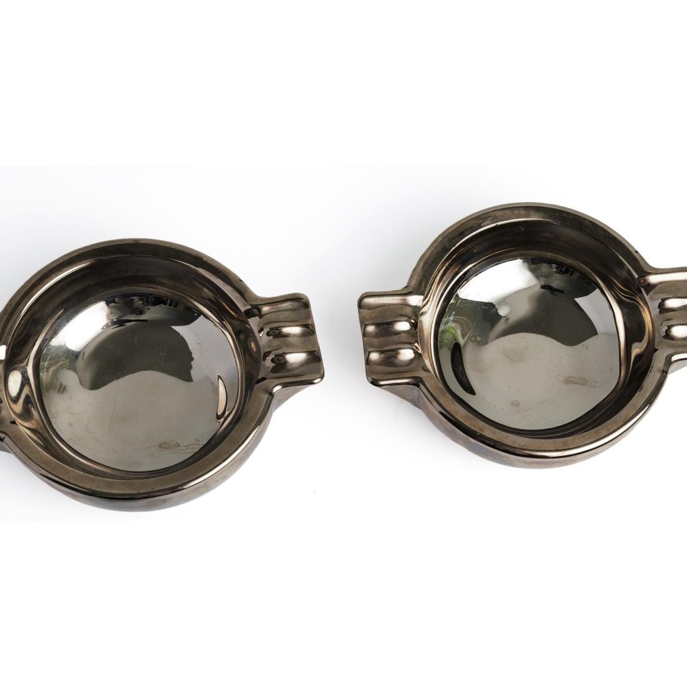 Vintage Mercury Glass Ashtrays Art Deco Set of Two Vanity Catchall Ring Dishes - Picture 3 of 7